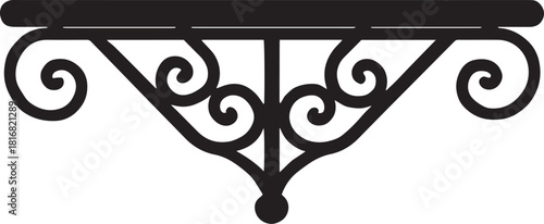 Ornate Ironwork Shelf Bracket Illustration for Elegant Interior Decor and Vintage Design Projects perfect for creative design needs