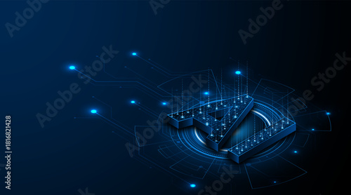 Digital technology of the future. AI icon or artificial intelligence symbol. Future advanced artificial intelligence technology circuit board concept	
