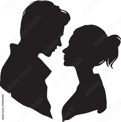 Romantic Silhouette of a Couple in Love Sharing an Intimate Moment of Connection and Affection Together