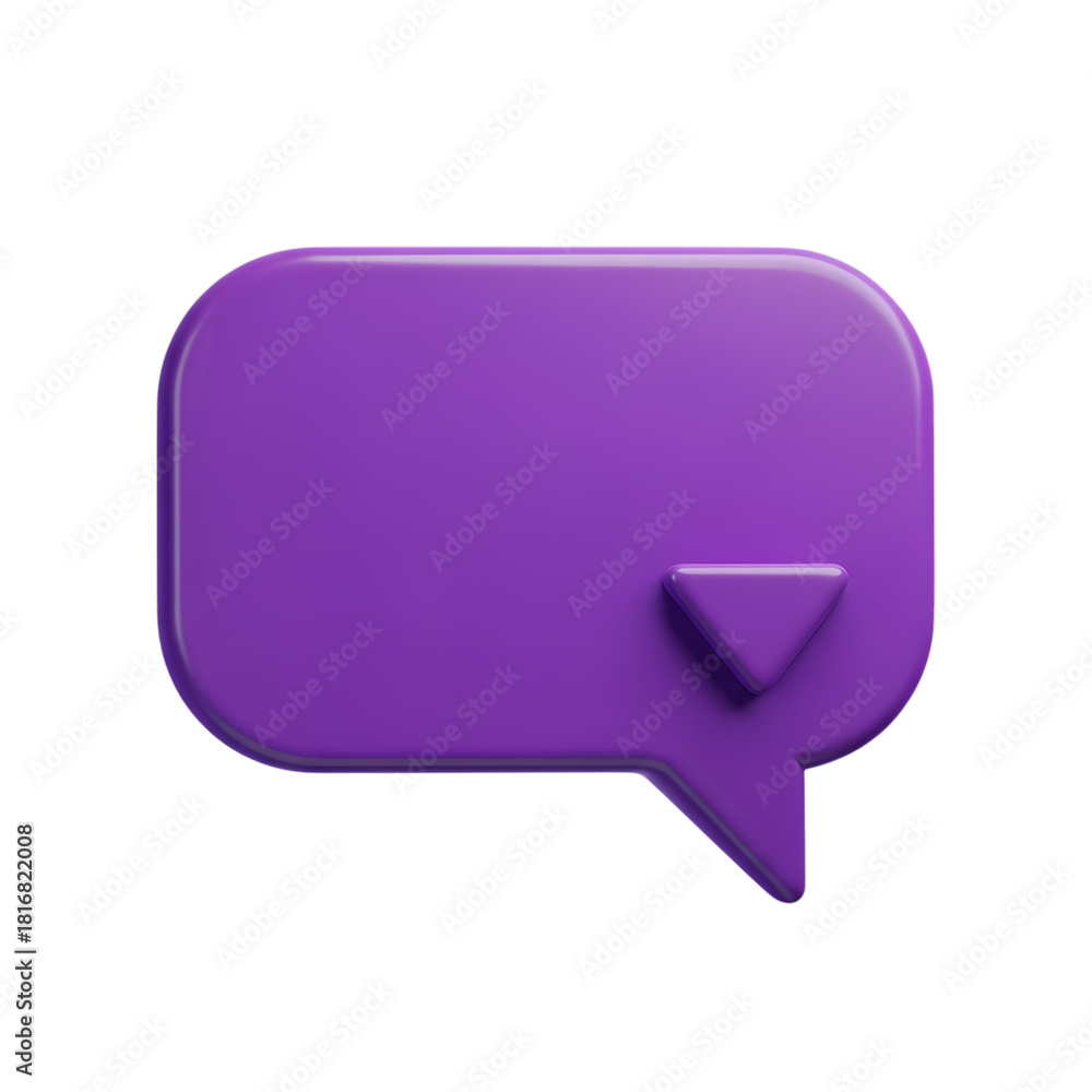 Naklejka premium Purple speech bubble isolated on transparent background, representing communication and dialogue