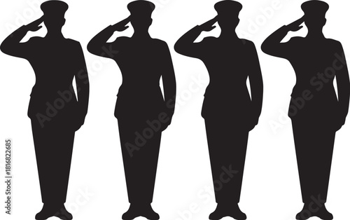 Saluting military personnel honoring fallen heroes