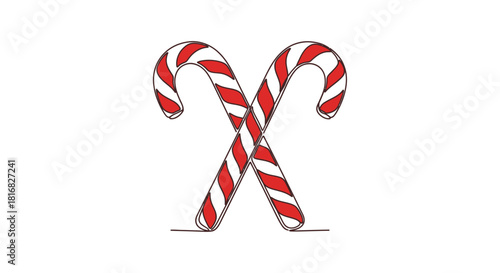 Christmas Candy Cane Holiday Decoration – Peppermint Striped Xmas Treat Illustration Featuring Sweet Food Sticks, Festive Love Themes, Winter Decor Elements & Seasonal Graphic Design Resources