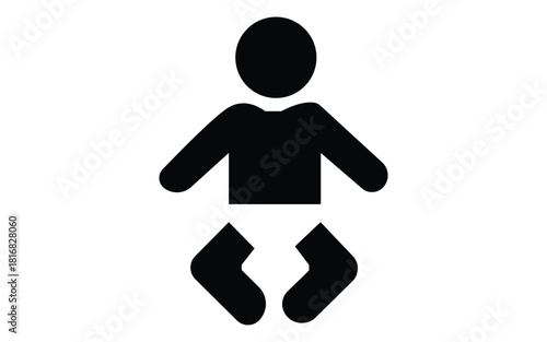Black baby symbol on white background for diaper and children concepts