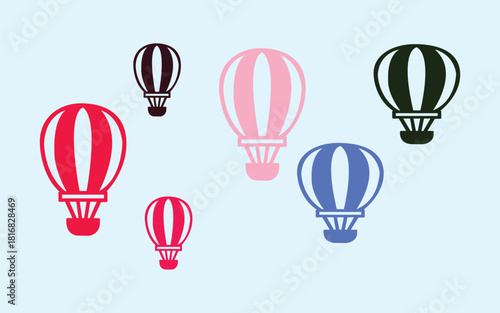 Group of balloons on light blue background for holidays and fun occasions