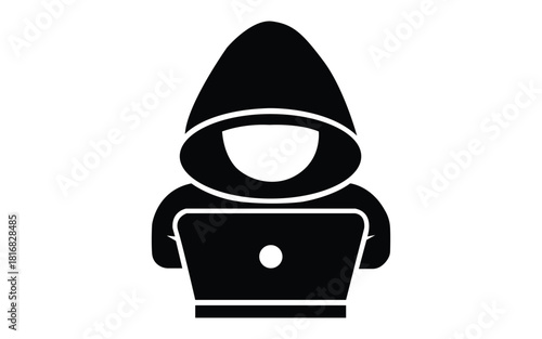 Hacker computer cyber security and internet danger on white backdrop