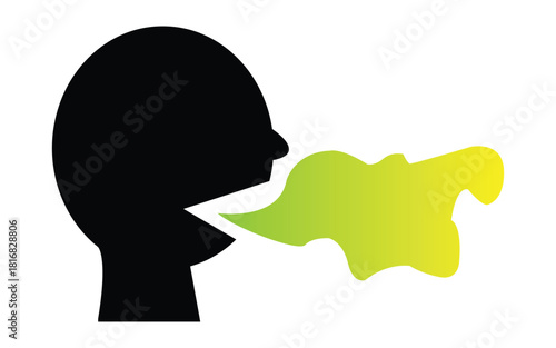 Halitosis illustration design with bad breath coming out from mouth
