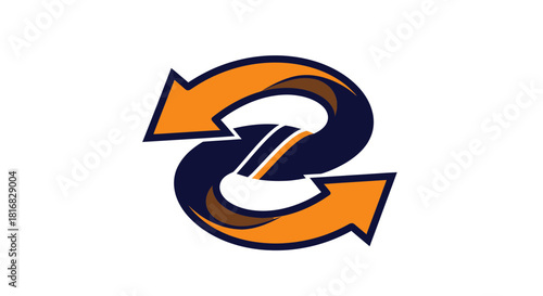 Abstract Arrow Design Suggesting Reversal, Rotation, Or A Circular Movement Process