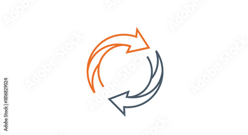 Abstract Arrow Design Suggesting Rotation, Recycling, or Continuous Movement on White Background