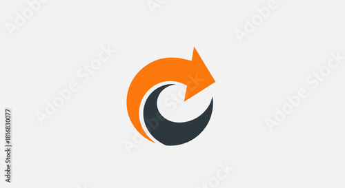 Abstract Arrow And Crescent Shape, Modern Logo Design With Orange And Dark Gray