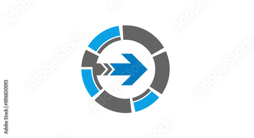Abstract Arrow And Circular Chart Symbolizing Process, Progress, And Business Direction