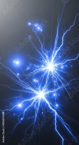 Dynamic blue lightning strikes energy background for science concepts