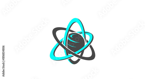 Abstract Atom Design in Cyan and Grey with White Background for Modern Logos
