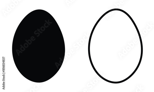 Black and White Egg Vector Illustration Minimalist Style