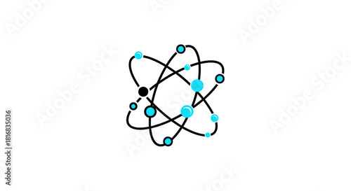 Abstract Atomic Structure Illustration Displaying Electron Orbitals and Particles in a Graphic Form