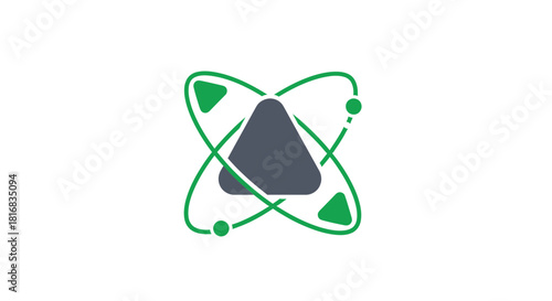 Abstract Atomic Structure: Modern Design Featuring Geometric Shapes And Color Palette