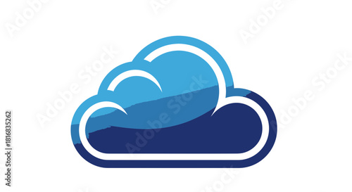 Abstract Blue Cloud Icon Illustrating Concept of Data Storage and Modern Technology