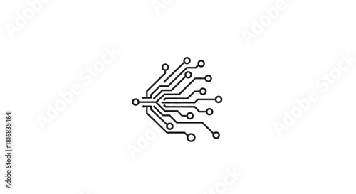 Abstract Circuit Board Icon Representing Technology, Cybernetics, and Digital Connections