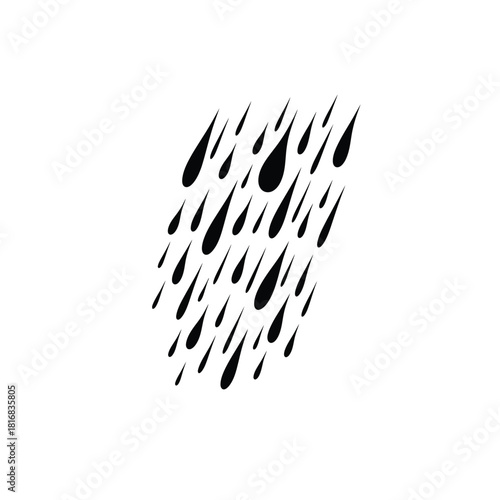 Abstract raindrops falling silhouette