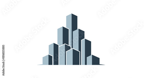 Abstract Cityscape Illustration of Modern Towers and Skyscrapers Against a White Background