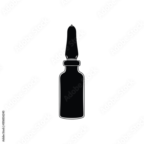 Black silhouette of a dropper bottle silhouette