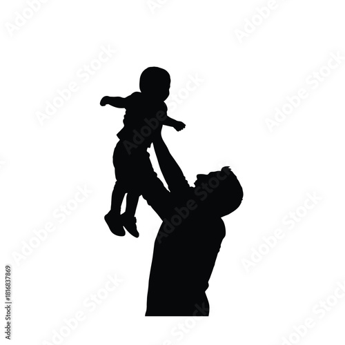Father throwing child in the air silhouette