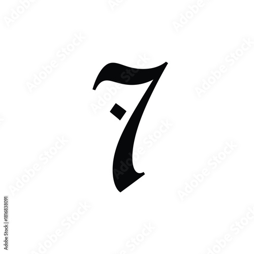 Gothic style number seven silhouette