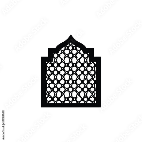 Intricate geometric patterned archway silhouette