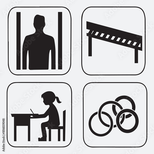 End modern slavery awareness vector pack — silhouettes, justice icons, solidarity hands, Dec 2 abolition poster design templates