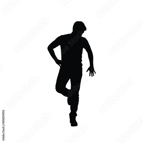 Man dancing in a dynamic pose silhouette