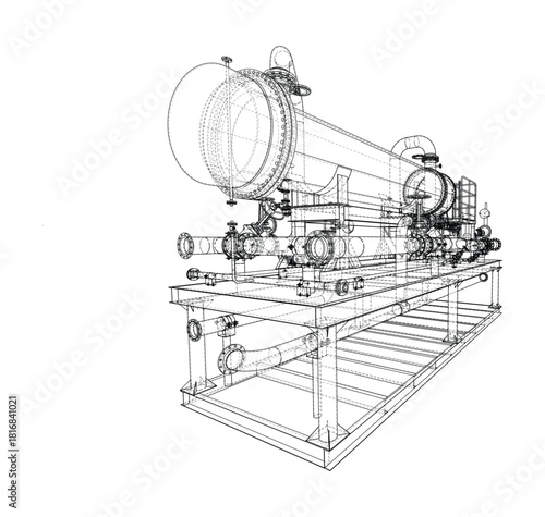 Industrial Machine Blueprint. Vector