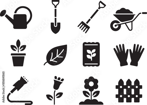 Gardening icons for your spring design projects