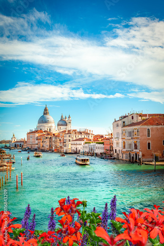 View of Grand Canal and Basilica Santa Maria della Salute in Venice