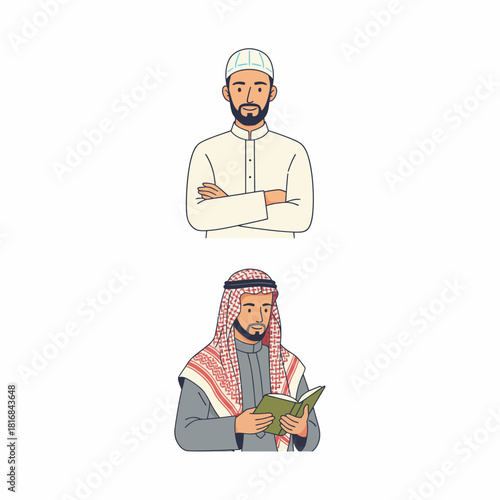 Portrait of a Thoughtful Muslim Man in Traditional Attire