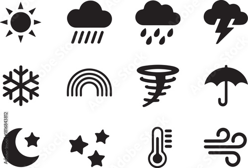 Weather forecast icon set for website or app design