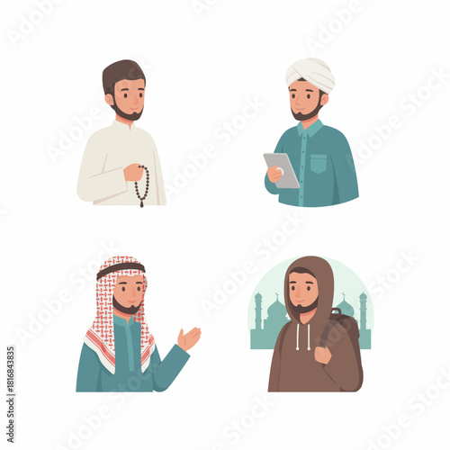 Portrait of a Thoughtful Muslim Man in Traditional Attire