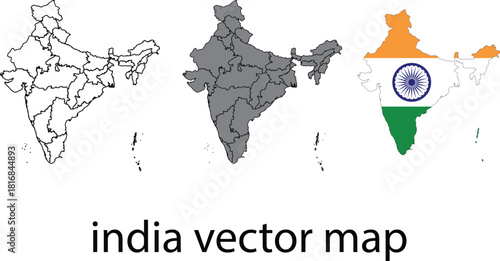 vector illustration of a map of  india  on isolated background