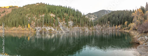 Kaindy lake. Kolsay national park, Almaty region, Kazakhstan.