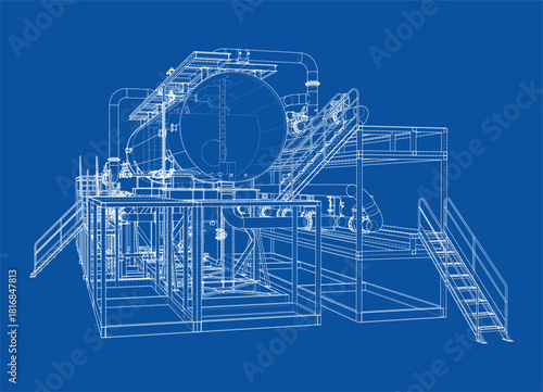 Industrial Blueprint Design. Vector