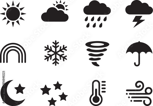 Weather forecast icons for app design and graphics