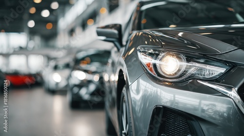 Modern cars displayed in bright showroom
