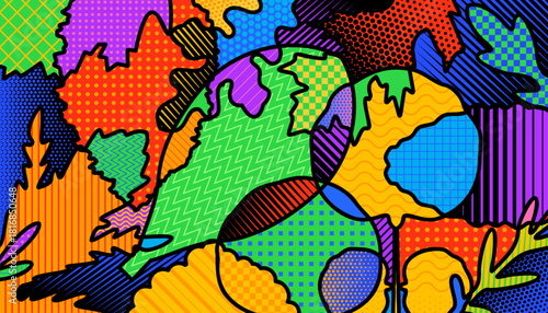 Vector illustration of abstact vegetables and leaves mix salad background. 
