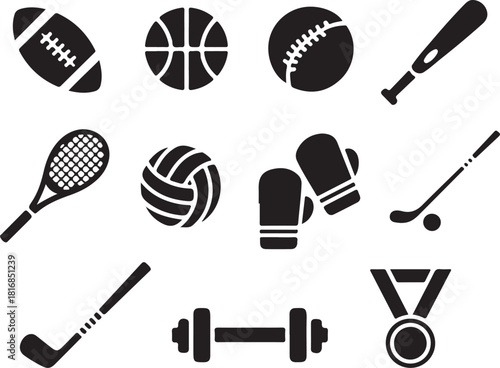 Active lifestyle icons for sports and fitness fun