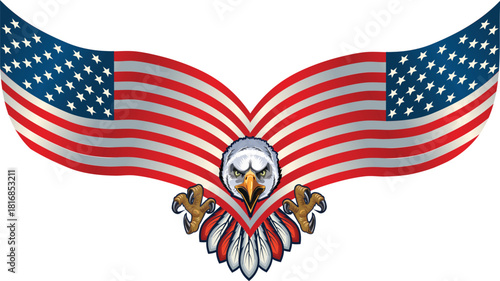 American eagle with USA flags