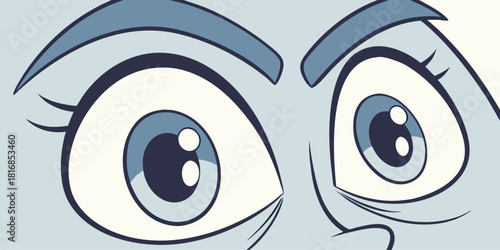 Cartoon eyes expressing surprise or concern with wide pupils and raised eyebrows in flat illustration style