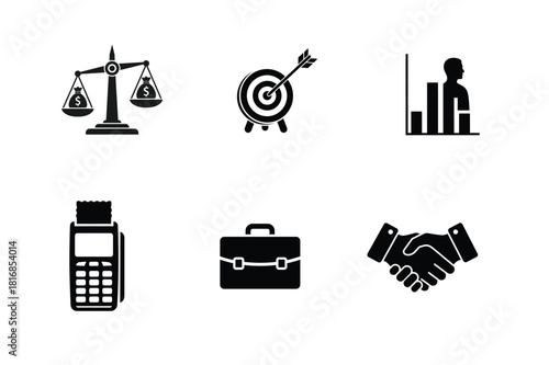 Collection of business and finance icons