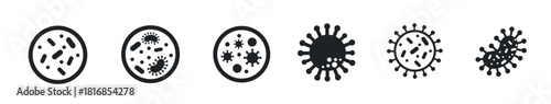 Virus line icons representing infections, germs, and medical health concepts.