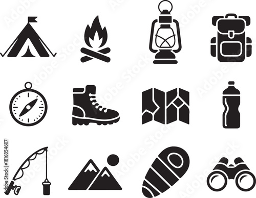 Adventure awaits with camping and outdoor icons