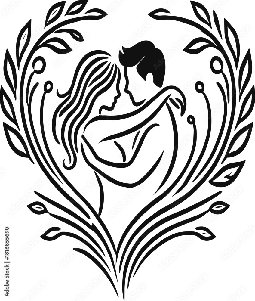 Obraz premium Romantic Couple Vector Illustration