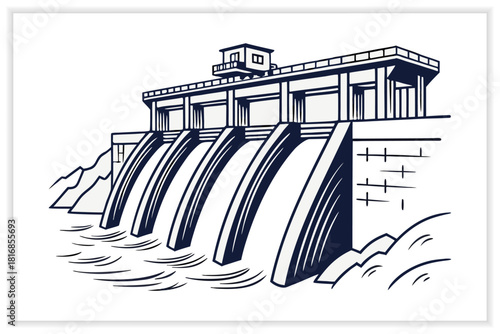 Clean Energy and Renewable Power Illustration Solar, Wind, Hydro, Eco Technology