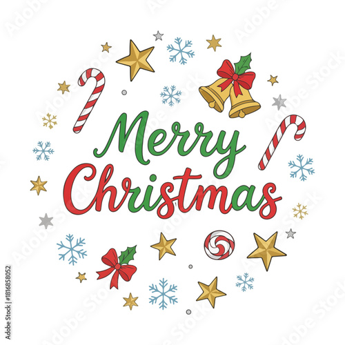 Festive Merry Christmas Watercolor Sketch with Glowing Light Effects
